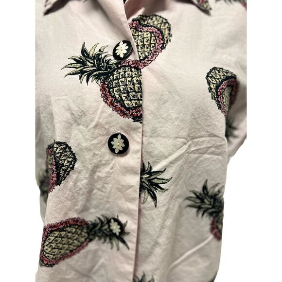 KIYOMI ALOHA PINK SHIRT PINEAPPLE AND LEI SIZE LARGE - Picture 2 of 8